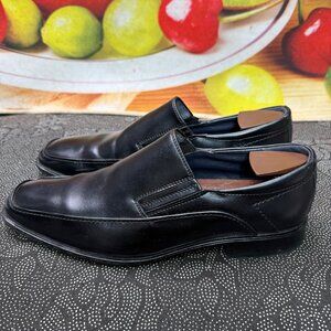 Joseph Abboud Mens Black Leather Loafers Size 9.5